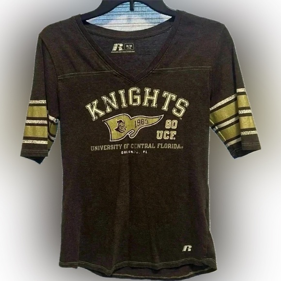 Russell Athletic Tops - UCF Knights Russell Athletic V-Neck Tee Women’s Medium Black Gold Football Shirt